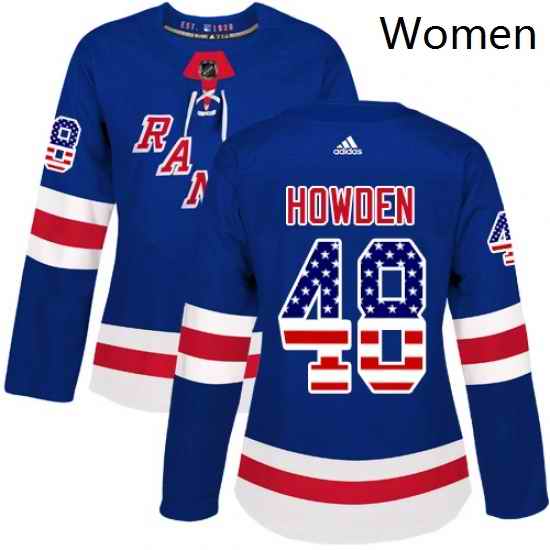 Womens Adidas New York Rangers 48 Brett Howden Authentic Royal Blue USA Flag Fashion NHL Jersey